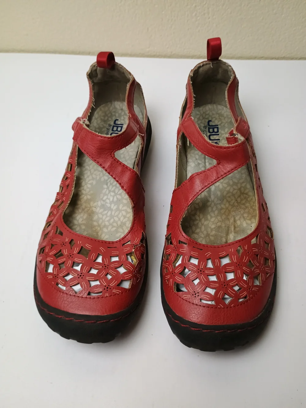 JBU by Jambu Bellerose 8M Red Cutout Mary Jane Flats with Black Sole
